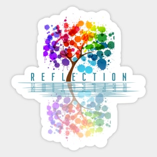 Colorful tree reflection Sticker